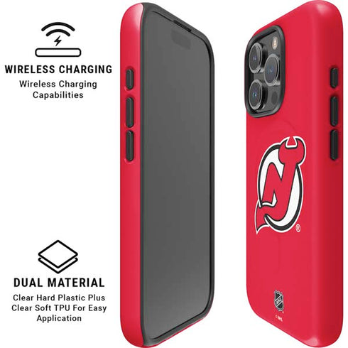 NHL New Jersey Devils Solid Background iPhone 16 Pro Magsafe Impact Case